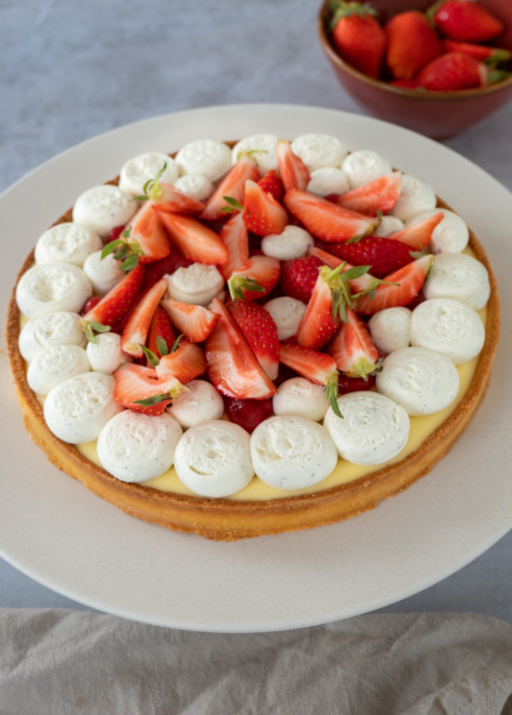 Tartes citron, fraises et ganache montée à la vanille